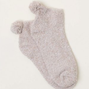 Pom Pom Tan/Cream Ankle Sock by Barefoot Dreams