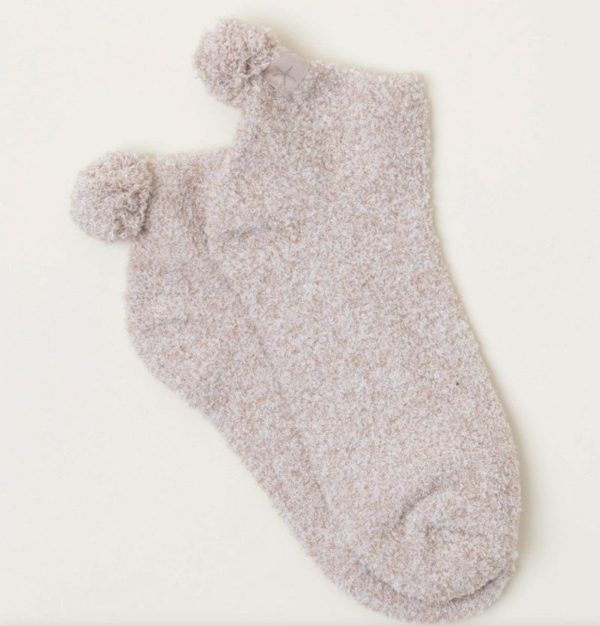 Pom Pom Tan/Cream Ankle Sock by Barefoot Dreams